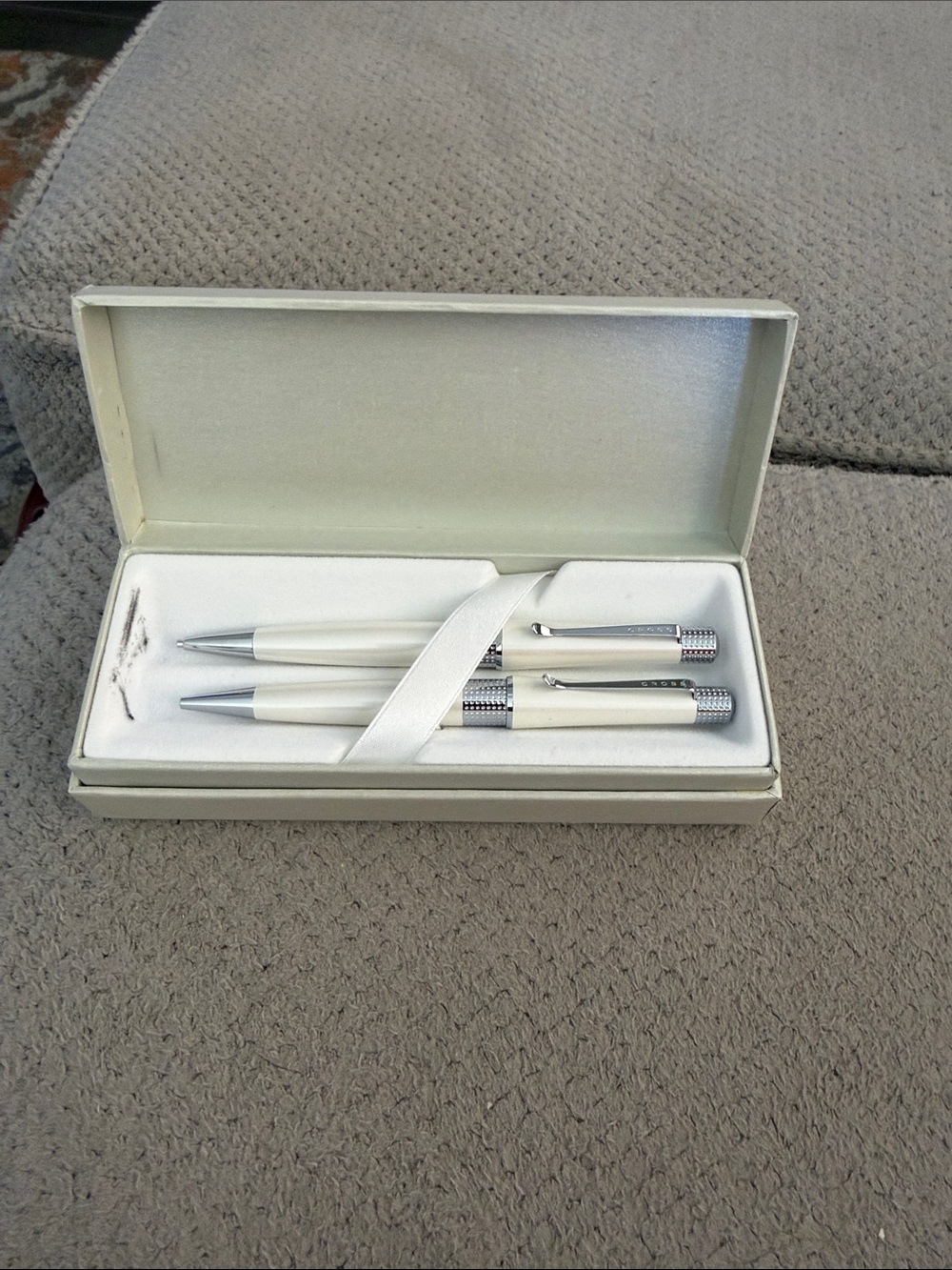 Cross Elegant White and Silver Pen/Pencil Set in Gift Box